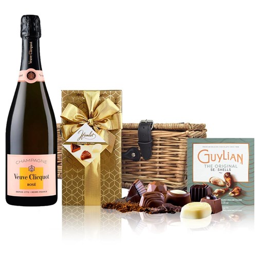 Veuve Clicquot Rose Label 75cl And Chocolates Hamper
